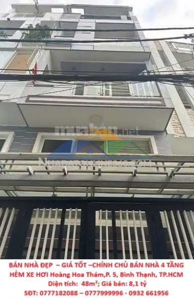 Bán nhà đẹp  – giá tốt –chính chủ bán nhà 4 tầng hẻm xe hơi hoàng hoa thám,p. 5, bình thạnh, tp.hcm