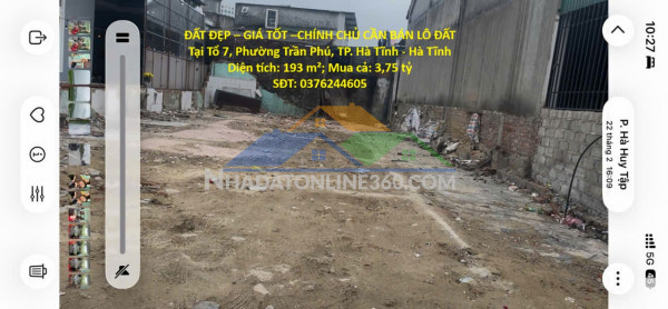 Đất đẹp – giá tốt –chính chủ cần bán lô đất tại tổ 7, phường trần phú, tp. hà tĩnh - hà tĩnh