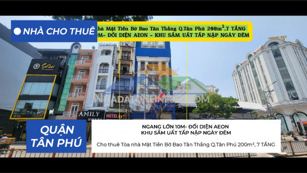 Cho thuê tòa nhà mặt tiền bờ bao tân thắng q.tân phú 200m²,7 tầng - đối diện aeon