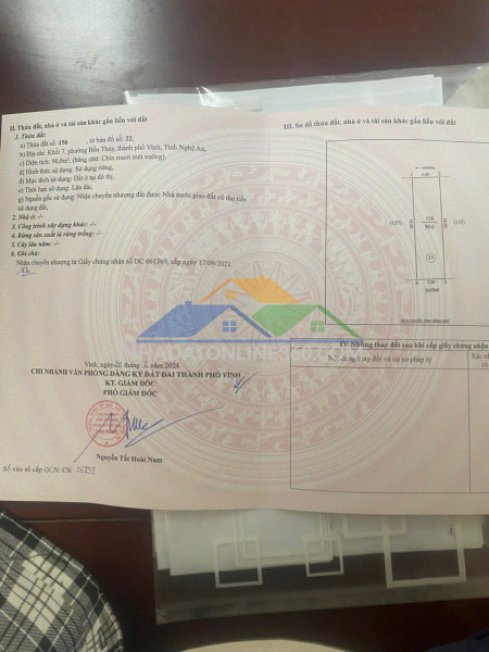 Đất đẹp – giá tốt – chính chủ cần bán đất số 16 lý nhật quang, khối 7, phường bến thủy, tp. vinh, nghệ an