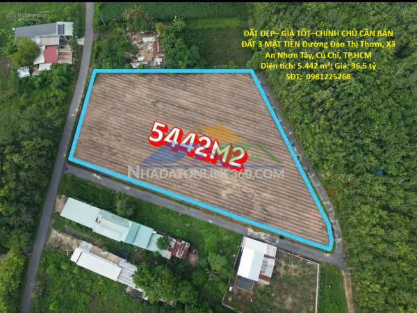 Đất đẹp– giá tốt–chính chủ cần bán đất 3 mặt tiền đường đào thị thơm, xã an nhơn tây, củ chi, tp.hcm