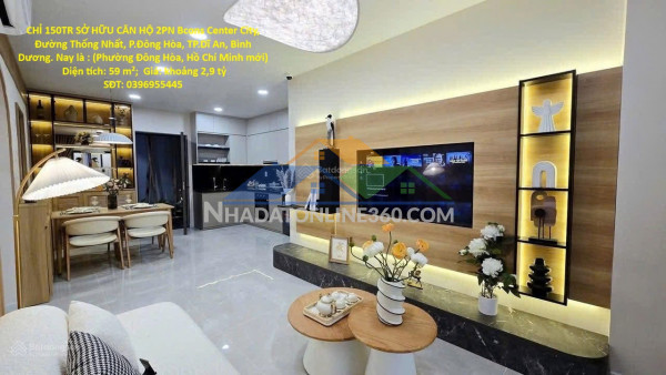 Chỉ 150tr sở hữu căn hộ 2pn bcons center city, đường thống nhất, p.đông hòa, tp.dĩ an, bình dương