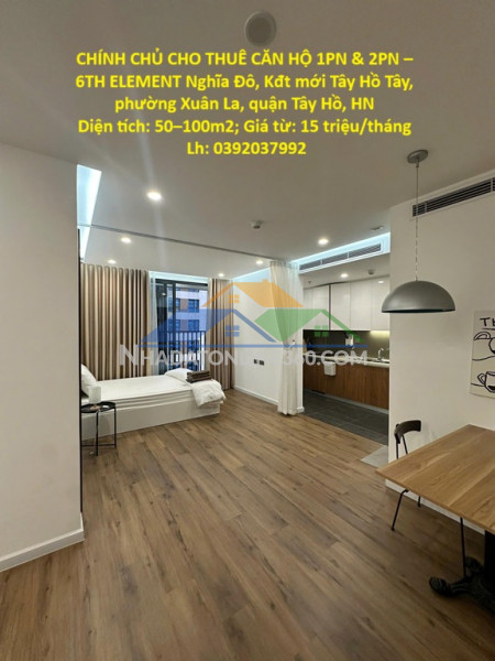Chính chủ cho thuê căn hộ 1pn & 2pn – 6th element vị trí đẹp kđt mới tây hồ tây, quận tây hồ, hn