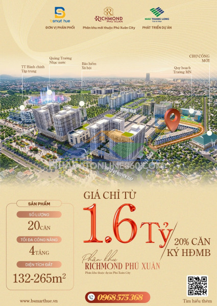 ✨ chính thức công bố giá dự kiến richmond phú xuân  – độc quyền 20 căn thương mại giai đoạn 1! ✨