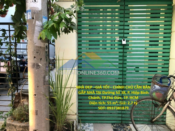 Nhà đẹp –giá tốt– chính chủ bán gấp nhà tại đường số 38, p, hiệp bình chánh, tp.thủ đức, tp. hcm