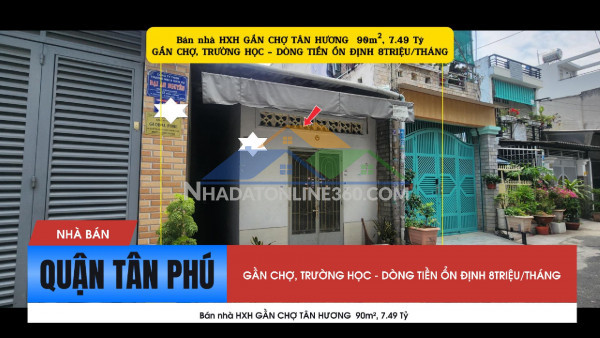 Bán nhà hxh đỗ thừa luông 90m² - gần chợ tân hương, 7.49tỷ, dòng tiền 8triệu/tháng