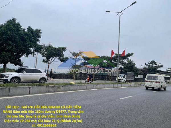 Đất đẹp - giá ưu đãi bán nhanh lô đất tiềm năng bám mặt tiền 150m đường đt477, trung tâm thị trấn me