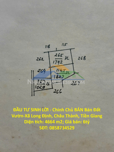 Đầu tư sinh lời - chính chủ bán bán đất vườn-xã long định, châu thành, tiền giang