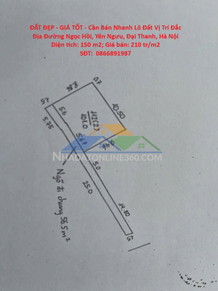 Đất đẹp - giá tốt - cần bán nhanh lô đất vị trí đắc địa đường ngọc hồi, yên ngưu, đại thanh, hà nội