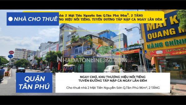 Cho thuê nhà 2 mặt tiền nguyễn sơn q.tân phú 96m²,2tầng - ngay...