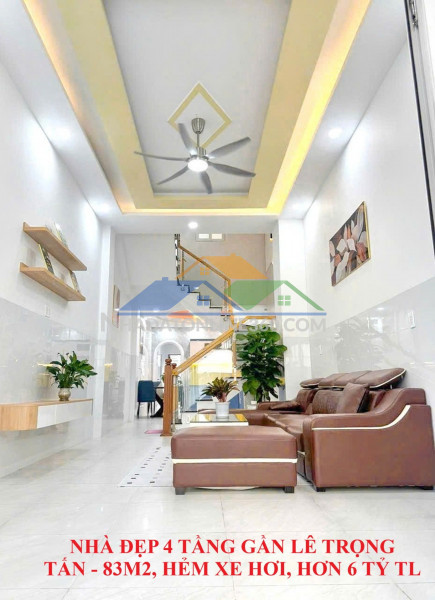 Nhà đẹp 4 tầng gần lê trọng tấn, 83m2, hẻm xe hơi, hơn 6 tỷ...