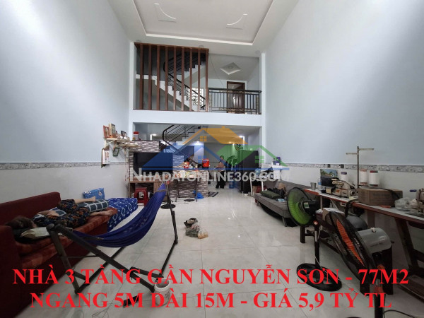 Nhà đẹp 3 tầng gần nguyễn sơn, 77m2 ngang 5m dài 15m, giá 5,9 tỷ tl