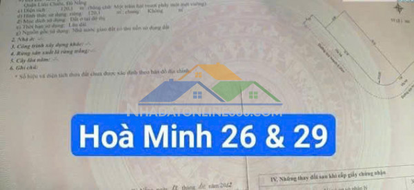 ????????bán đất lô góc 2mt đường hòa minh 26 & hòa minh 29 -view quỹ đất tttm