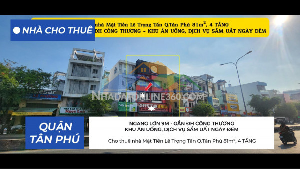 Cho thuê nhà mặt tiền lê trọng tấn q.tân phú 81m²,4 tầng, 59triệu - cạnh đh công thương