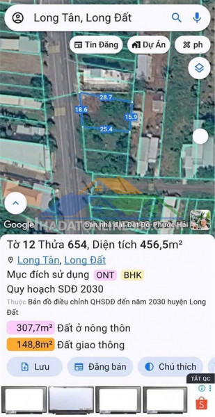 Chính chủ cần bán gấp đất mặt tiền ql 765 long tân, huyện long đất, bà rịa vũng tàu