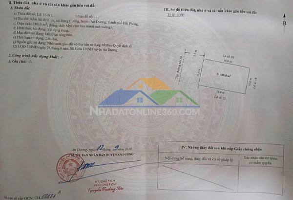 Bán đất ngang 10m trục chính tđc thành công, đặng cương, an dương