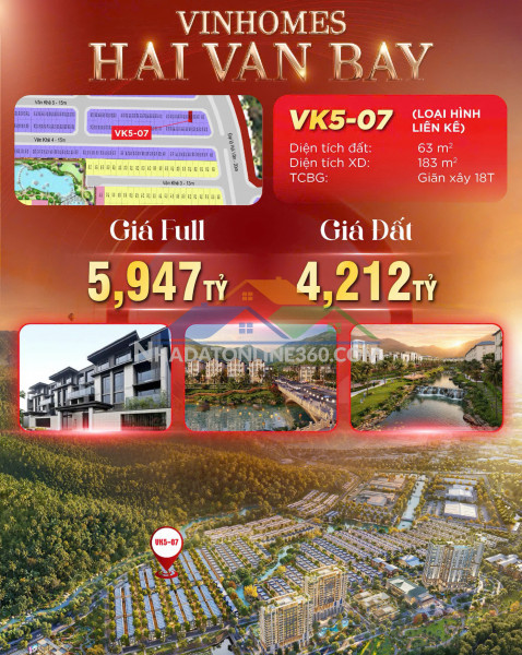 Bán biệt thự liền kề 63m2 gần biển tại dự án vinhomes hải...