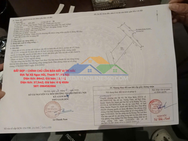 Đất đẹp – chính chủ cần bán đất vị trí đắc địa tại xã ngọc hồi, thanh trì, hà nội