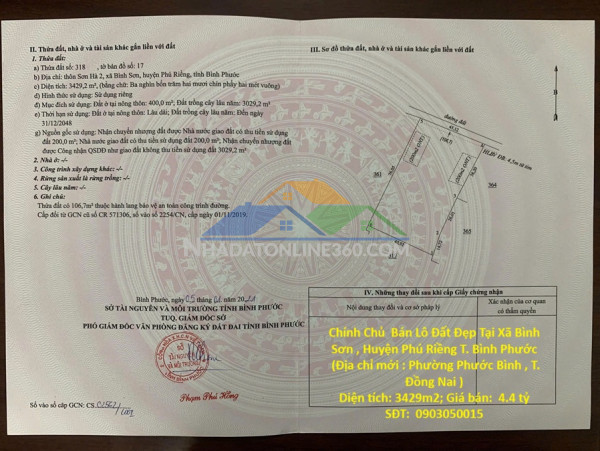 Chính chủ bán đất view hồ đăk lé - xã lộc đức - huyện bảo lâm, tỉnh lâm đồng