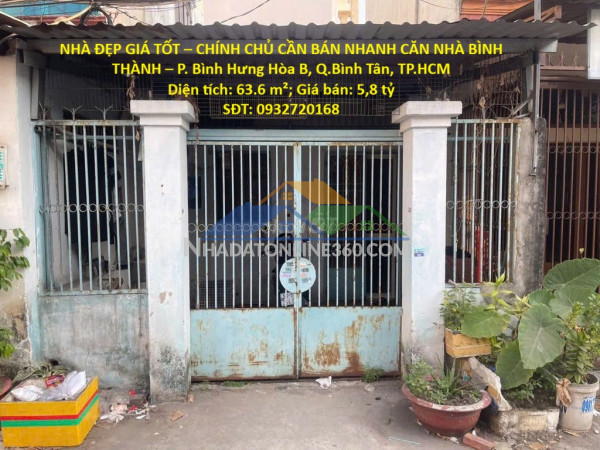 Nhà đẹp giá tốt – chính chủ cần bán nhanh căn nhà bình thành – p. bình hưng hòa b, q.bình tân, tp.hcm