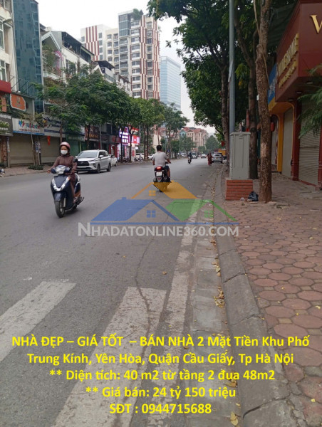 Nhà đẹp – giá tốt  – bán nhà 2 mặt tiền khu phố trung kính, yên hòa, quận cầu giấy, tp hà nội