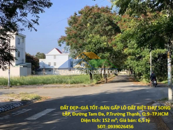 Đất đẹp–giá tốt–bán gấp lô đất biệt thự song lập, đường tam đa, p.trường thạnh, q.9–tp.hcm