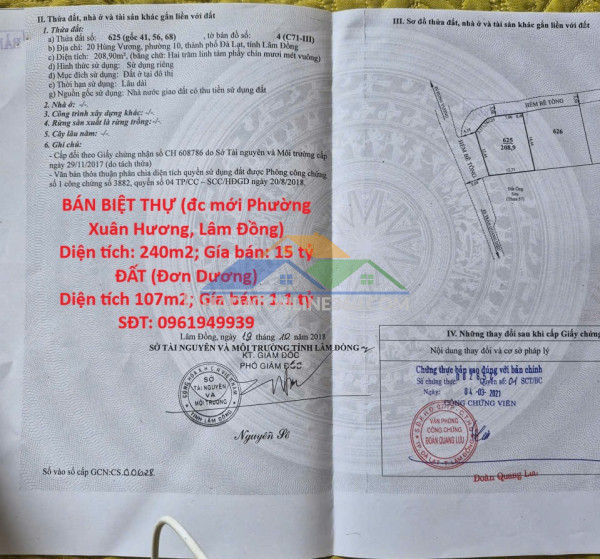 Chính chủ bán nhanh căn biệt thự phường 10 đà lạt, lâm đồng