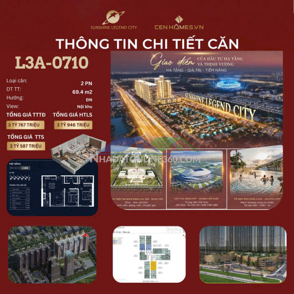 Bán căn hộ sunshine 70m-2 ngủ- full nội thất- tầng trung nhỉnh 3 tỷ