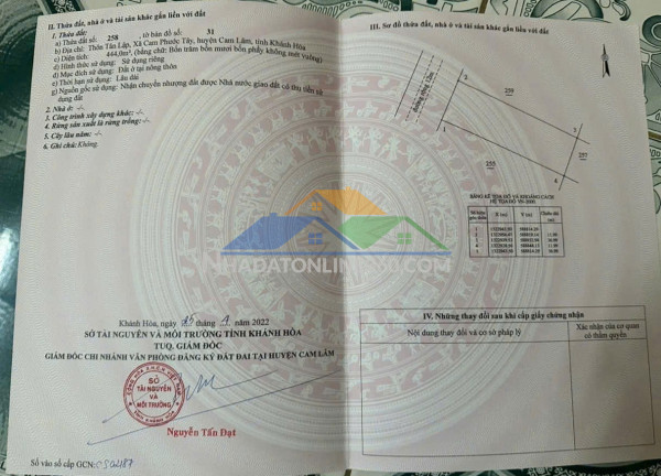 Đầu tư sinh lời - chính chủ bán lô đất tại xã cam phước tây, cam lâm, khánh hòa