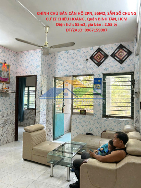 Chính chủ bán căn hộ 2pn, 55m2, sẵn sổ chung cư lý chiêu hoàng,...