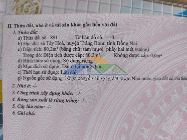 Đất đẹp- giá tốt chính chủ bán nhanh lô đất vị trí đắc địa tại xã tây hoà, trảng bom, đồng nai