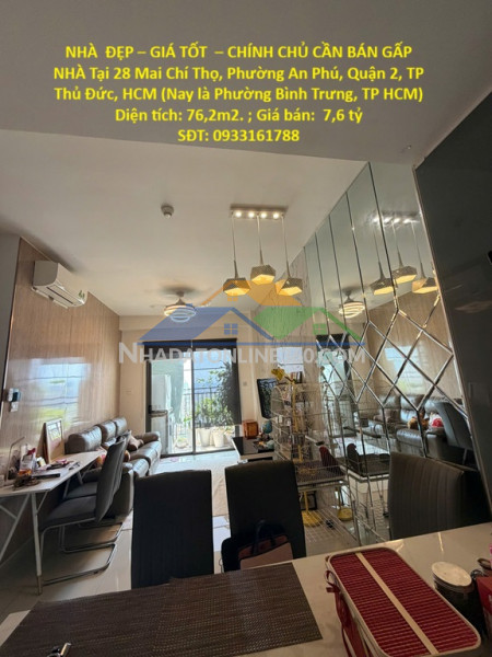 Nhà  đẹp – giá tốt  – chính chủ cần bán gấp nhà tại phường an phú, quận 2, tp thủ đức, hcm