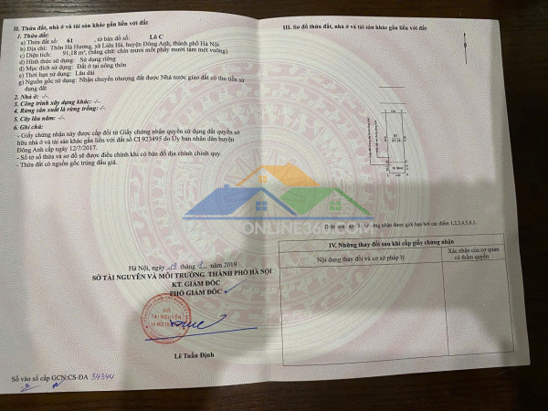 Chính chủ bán đất vị trí đẹp - giá tốt tại huyện đông anh, tp hà nội