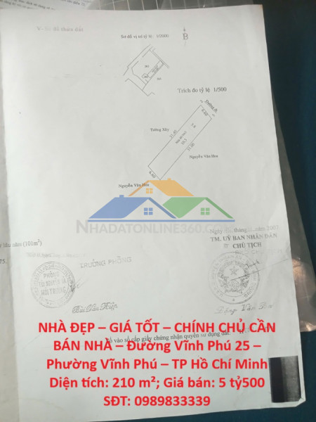 Nhà đẹp – giá tốt – chính chủ cần bán nhà – đường vĩnh phú 25 – phường vĩnh phú – tp hồ chí minh