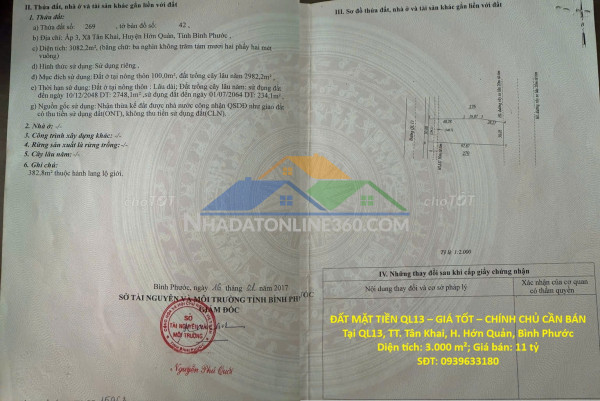 Đất mặt tiền ql13 – giá tốt – chính chủ cần bán tại ql13, tt. tân khai, h. hớn quản, bình phước