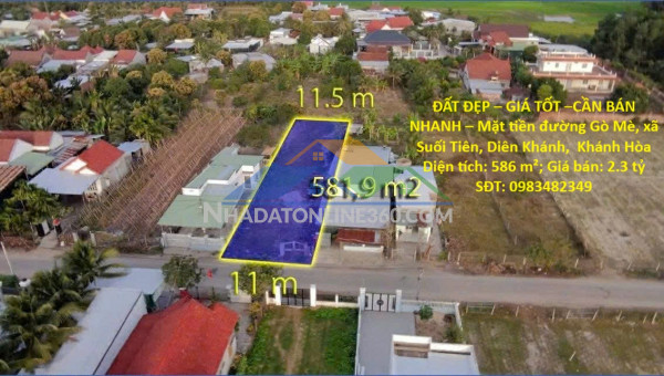 Đất đẹp – giá tốt –cần bán nhanh – mặt tiền đường gò mè, xã suối tiên, diên khánh,  khánh hòa
