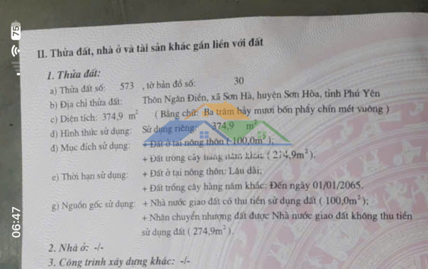Bán đất mặt tiền đẹp – giá tốt – thôn ngân điền, xã sơn hà, huyện sơn hòa, tỉnh phú yên