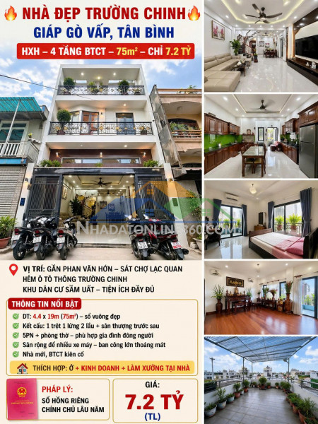 ???? nhà trường chinh – hxh – 4 tầng – 75m² ????