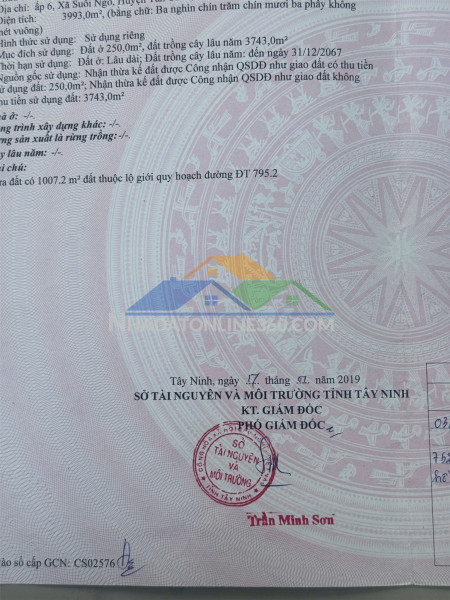 Đất đẹp – giá tốt cần bán lô đất tại tân hòa, xã suối ngô, huyện tân châu, tây ninh (địa chỉ cũ)