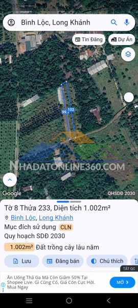 Chính chủ bán 1002m² đất cây trồng lâu năm – bình lộc, long khánh – giá tốt đầu tư