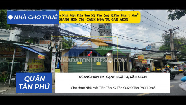 Cho thuê nhà mặt tiền tân kỳ tân quý q.tân phú 110m², cạnh ngã tư, gần aeon