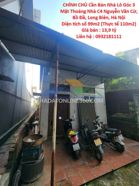 Chính chủ cần bán nhà lô góc 3 mặt thoáng nhà c4 nguyễn văn cừ, bồ đề, long biên, hà nội