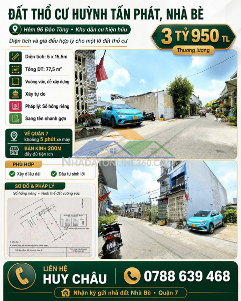 3 tỷ 950 có ngay lô đất hẻm xe hơi 8m 5.5x15