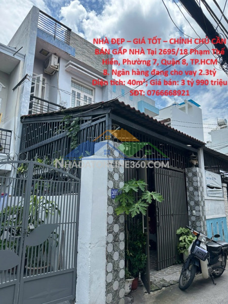 Nhà đẹp – giá tốt – chính chủ cần bán gấp nhà tại phường 7, quận 8. ngân hàng đang cho vay 2.3tỷ
