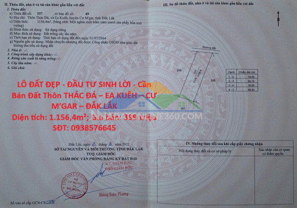 Lô đất đẹp - đầu tư sinh lời - cần bán đất thôn thác đá – ea kuêh – cư m’gar – đắk lắk