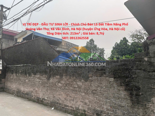 Vị trí đẹp - đầu tư sinh lời - chính chủ bán lô đất tiềm năng phố hoàng văn thụ, xã vân đình, hà nội