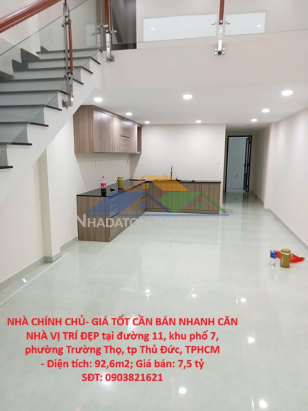 Nhà chính chủ- giá tốt cần bán nhanh căn nhà vị trí đẹp tại tp thủ đức, tphcm