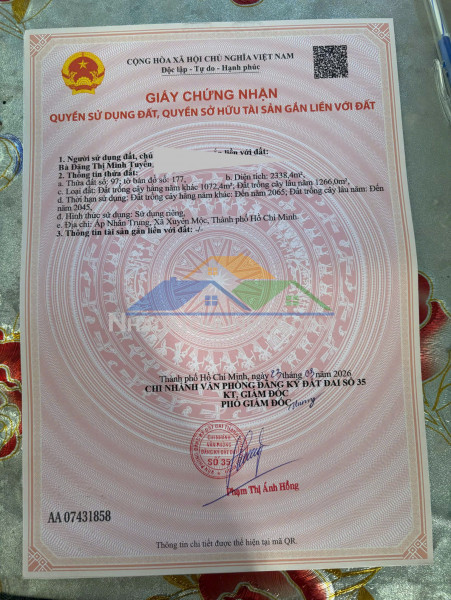 Chính chủ cần bán đất xã xuyên mộc, huyện xuyên mộc bà rịa vũng tàu ,nay thuộc tp.hcm