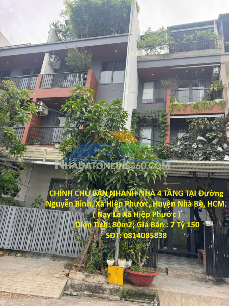 Chính chủ bán nhanh nhà 4 tầng tại đường nguyễn bình, xã...