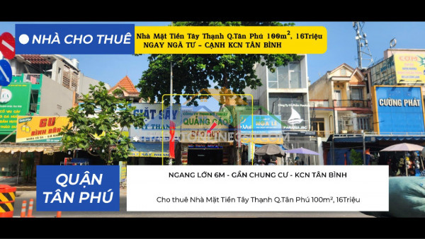 Cho thuê nhà mặt tiền tây thạnh q.tân phú 100m², 16triệu - ngay ngã tư